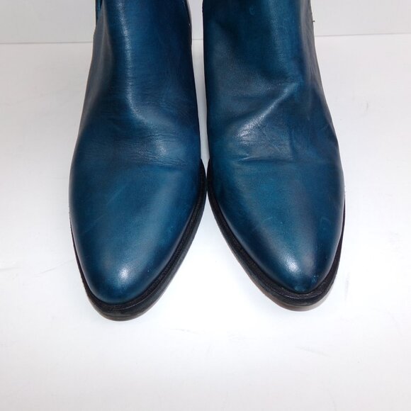 Free People Women's Charm Double V Ankle Boots Ink Blue Leather  Sz 38 - Picture 6 of 12